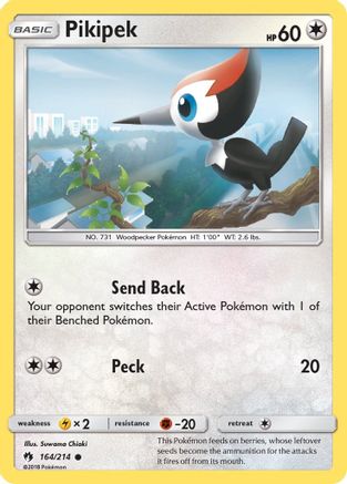 Pikipek (164) 164/214 - Reverse Holofoil SM Lost Thunder - Common