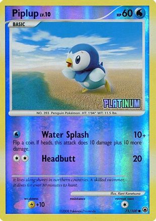 Piplup 071/100 - Reverse Holofoil Burger King Promos - Promo
