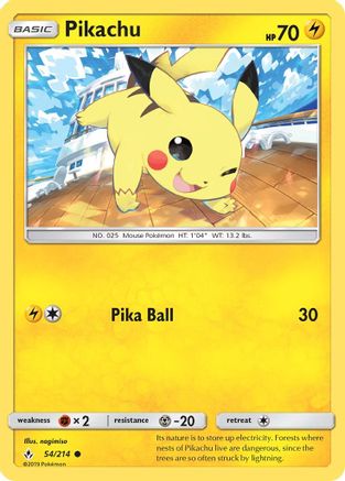 Pikachu 054/214 - Reverse Holofoil SM Unbroken Bonds - Common
