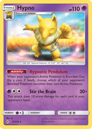 Hypno 072 - Reverse Holofoil SM Unbroken Bonds - Rare