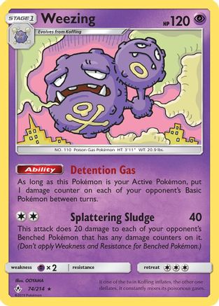 Weezing 074/214 - Reverse Holofoil SM Unbroken Bonds - Rare