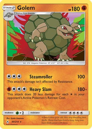 Golem 089/214 - Holofoil SM Unbroken Bonds - Holo Rare
