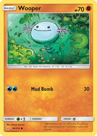 Wooper 096/214 - Reverse Holofoil SM Unbroken Bonds - Common