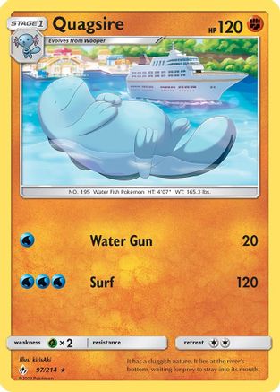 Quagsire 097/214 - Reverse Holofoil SM Unbroken Bonds - Rare