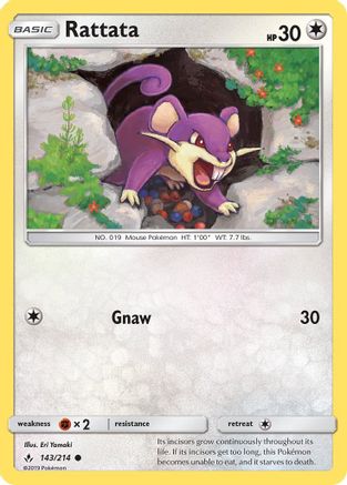 Rattata 143/214 - Reverse Holofoil SM Unbroken Bonds - Common