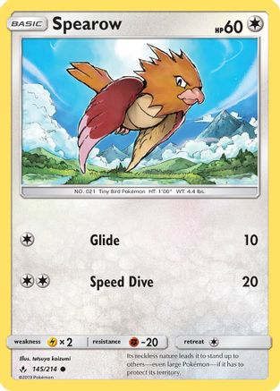 Spearow 145/214 - Reverse Holofoil SM Unbroken Bonds - Common