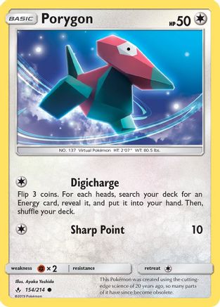 Porygon (154) 154/214 - Reverse Holofoil SM Unbroken Bonds - Common