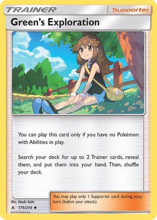 Green's Exploration 175/214 - Reverse Holofoil SM Unbroken Bonds - Uncommon