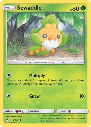Sewaddle (6) 006/236 - Reverse Holofoil SM Unified Minds - Common