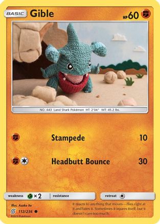 Gible 112/236 - Reverse Holofoil SM Unified Minds - Common