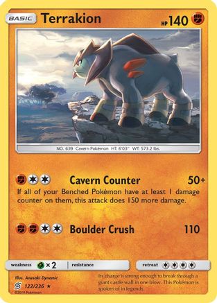 Terrakion 122 - Reverse Holofoil SM Unified Minds - Holo Rare
