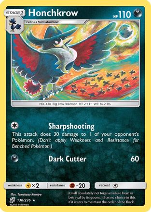 Honchkrow 130/236 - Reverse Holofoil SM Unified Minds - Rare