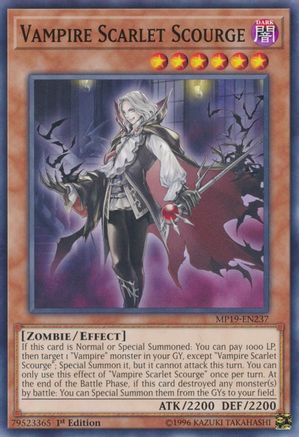 Vampire Scarlet Scourge (MP19-EN237) - 2019 Gold Sarcophagus Tin Mega Pack 1st Edition