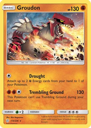 Groudon 113/236 - Reverse Holofoil SM Cosmic Eclipse - Rare