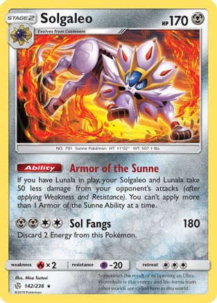 Solgaleo 142/236 - Reverse Holofoil SM Cosmic Eclipse - Holo Rare