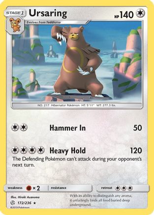 Ursaring 172 - Reverse Holofoil SM Cosmic Eclipse - Rare
