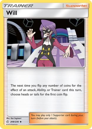 Will 208/236 - Reverse Holofoil SM Cosmic Eclipse - Uncommon