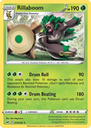 Rillaboom (015) 015/202 SWSH01 Sword & Shield Base Set - Rare