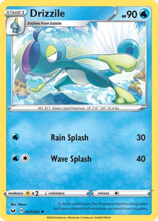 Drizzile (057) 057/202 - Reverse Holofoil SWSH01 Sword & Shield Base Set - Uncommon