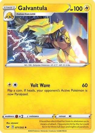 Galvantula 071/202 - Reverse Holofoil SWSH01 Sword & Shield Base Set - Uncommon