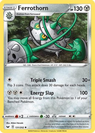 Ferrothorn 131/202 - Reverse Holofoil SWSH01 Sword & Shield Base Set - Uncommon