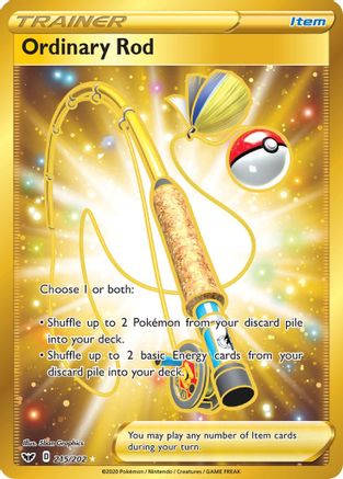 Ordinary Rod (Secret) 215/202 - Holofoil SWSH01 Sword & Shield Base Set - Secret Rare