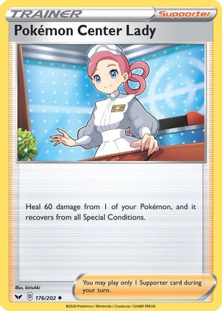 Pokemon Center Lady 176/202 SWSH01 Sword & Shield Base Set - Uncommon