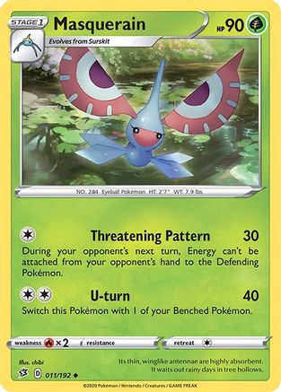 Masquerain 011/192 - Reverse Holofoil SWSH02 Rebel Clash - Uncommon