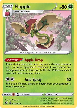 Flapple 022/192 - Holofoil SWSH02 Rebel Clash - Holo Rare