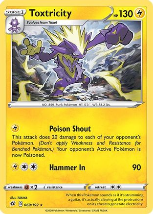 Toxtricity 069/192 - Reverse Holofoil SWSH02 Rebel Clash - Rare