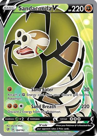 Sandaconda V (Full Art) 184/192 - Holofoil SWSH02 Rebel Clash - Ultra Rare