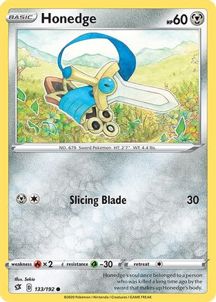 Honedge 133/192 - Reverse Holofoil SWSH02 Rebel Clash - Common