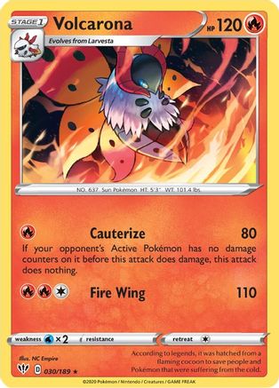 Volcarona 030/189 - Reverse Holofoil SWSH03 Darkness Ablaze - Rare