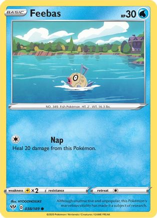 Feebas 038/189 - Reverse Holofoil SWSH03 Darkness Ablaze - Common