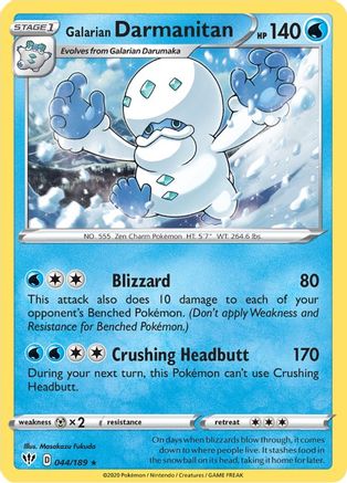 Galarian Darmanitan (44) 044/189 - Reverse Holofoil SWSH03 Darkness Ablaze - Rare