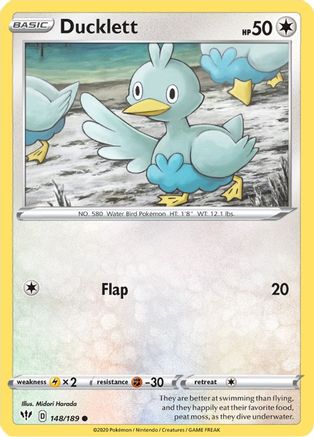 Ducklett 148/189 - Reverse Holofoil SWSH03 Darkness Ablaze - Common
