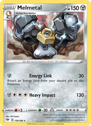Melmetal 130/189 - Reverse Holofoil SWSH03 Darkness Ablaze - Rare