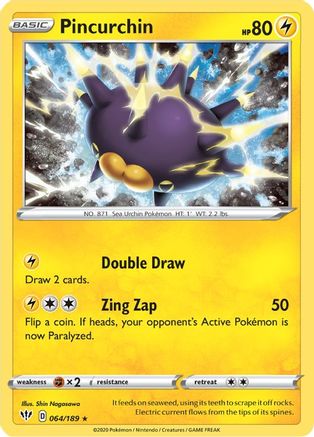 Pincurchin 064/189 - Holofoil SWSH03 Darkness Ablaze - Holo Rare