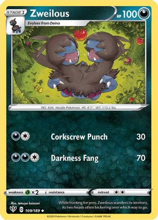 Zweilous 109/189 SWSH03 Darkness Ablaze - Uncommon