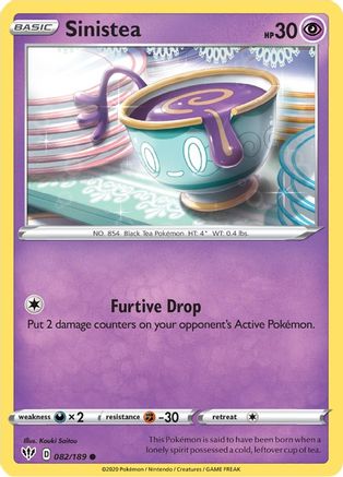 Sinistea 082/189 - Reverse Holofoil SWSH03 Darkness Ablaze - Common