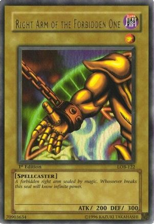 Right Arm of the Forbidden One (LOB-122) - The Legend of Blue Eyes White Dragon 1st Edition