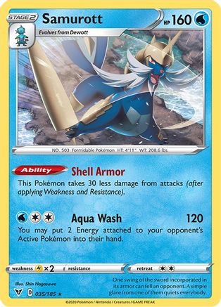 Samurott 035/185 - Reverse Holofoil SWSH04 Vivid Voltage - Rare