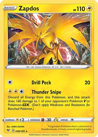 Zapdos 048/185 - Holofoil SWSH04 Vivid Voltage - Holo Rare