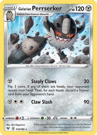 Galarian Perrserker 113/185 SWSH04 Vivid Voltage - Rare