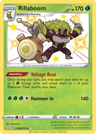 Rillaboom SV006/SV122 - Holofoil Shining Fates Shiny Vault - Shiny Holo Rare
