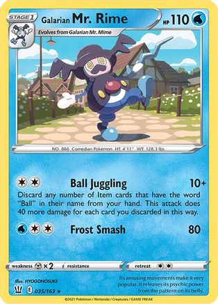 Galarian Mr. Rime 035/163 - Reverse Holofoil SWSH05 Battle Styles - Rare