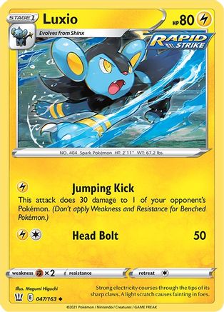 Luxio 047/163 - Reverse Holofoil SWSH05 Battle Styles - Uncommon