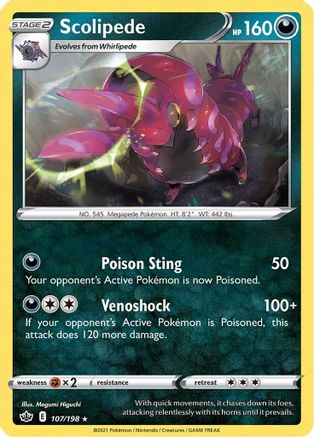 Scolipede 107/198 - Reverse Holofoil SWSH06 Chilling Reign - Rare
