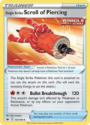 Single Strike Scroll of Piercing 154/198 - Reverse Holofoil SWSH06 Chilling Reign - Uncommon
