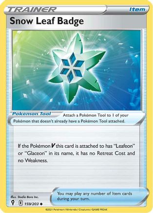 Snow Leaf Badge 159/203 - Reverse Holofoil SWSH07 Evolving Skies - Uncommon